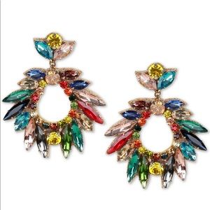 Rainbow Crystal Cluster Pierced Earrings Brand New